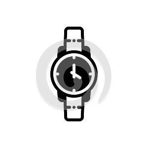 Black solid icon for Watch, hand and clock