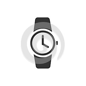 Watch icon vector illustratio, black wristwatch pictogram symbol, clock