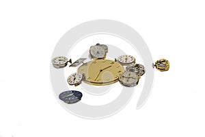 Watch Movement Parts on White background