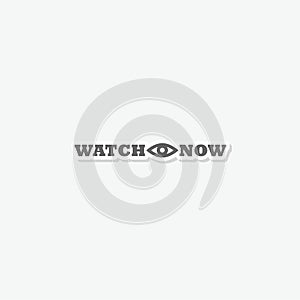 Watch now icon sticker isolated on gray background