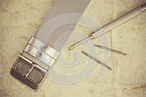 Watch repair accessories kit tool in vintage picture style