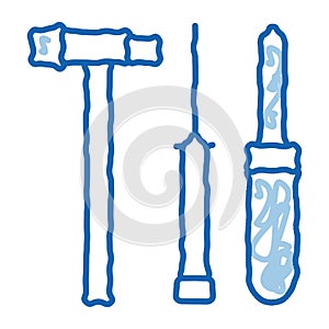 watch repair fixing instrument doodle icon hand drawn illustration