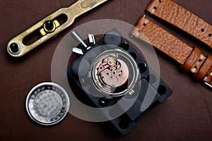 Watch repair, Vintage wrist watch overhaul and service checking.