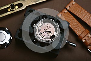 Watch repair, Vintage wrist watch overhaul and service checking mechanical movement
