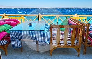 Watch the sea from cafe terrace, Dahab, Sinai, Egypt