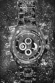 Watch in soda (black and white)