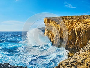 Watch the storm at San Lawrenz coast, Gozo, Malta