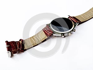 Watch timepiece with leather strap band, men's wristwatch montre-bracelet, relojde pulsera, relogio pulso, gharee photo