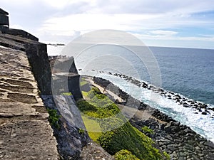 Watch tower in El Morro castle at old San Juan, Puerto Rico.