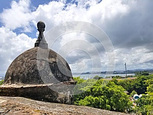 Watch tower in El Morro castle at old San Juan, Puerto Rico.