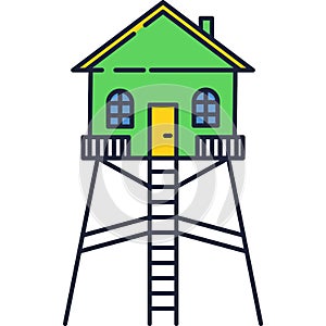 Watch tower icon observation building vector sign photo