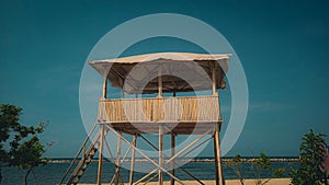 Watch Tower Made From Bamboo on Pantai Untung Jawa, Kepulauan Seribu, Indonesia