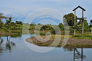 A watch tower near a creek at Buxa Tiger Reserve in West Bengal, India