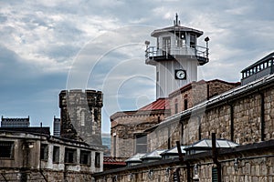 Watch tower of a penitentiary before a storm