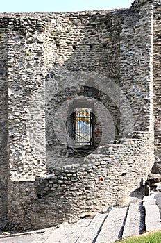 Watch tower ruins in the city wall of Susa, Italy