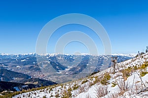 Watch tower view over town Bruck mountains Goesseck, Reichenstein, Hochturm