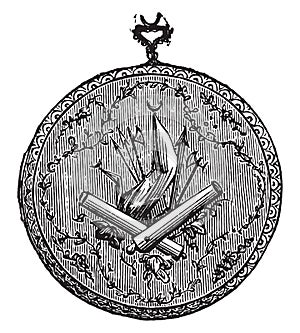 Watch with trophies of the eighteenth century to grave silver round box; it comes from the capture of Algiers and is at the Louvre