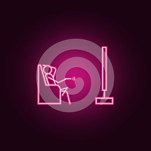 watch TV outline icon. Elements of Lazy in neon style icons. Simple icon for websites, web design, mobile app, info graphics