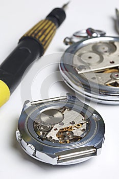 The watch workshop. Repair of old watches.
