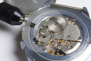 The watch workshop. Repair of old watches.