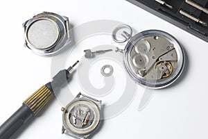 The watch workshop. Repair of old watches.