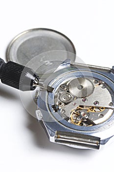 The watch workshop. Repair of old watches. photo