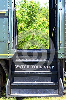 Watch Your Step on Vintage Steam Train Car