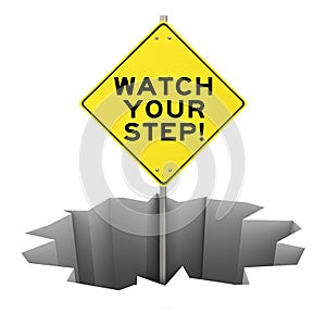 Watch Your Step Warning Sign Hole Danger Risk Mitigation