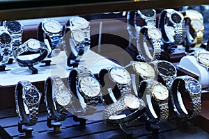 Watches in shop window