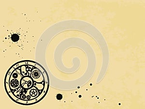 Watches in the Victorian style on old paper background, hand drawn. Vector
