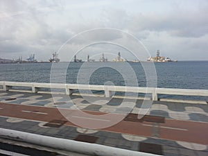 Watching Canary island port in Las Palmas