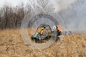 Watching the flames from All Terrain Vehicle