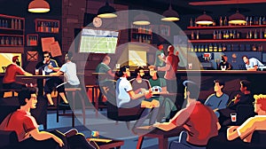 Watching with friends from a pub or on TV: Camaraderie and bonding among patrons over their shared love of sport, the