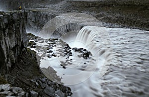 Watching the great Dettifoss waterfall in the night.