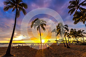 Watching the sunset in Waikiki