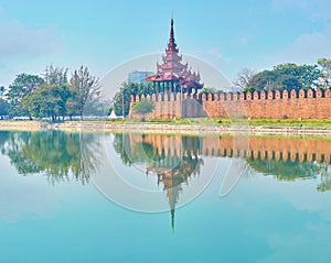 The watching tower of Citadel`s walls, Mandalay, Myanmar photo