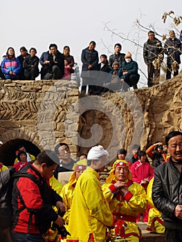 Watching traditional dance Yangge