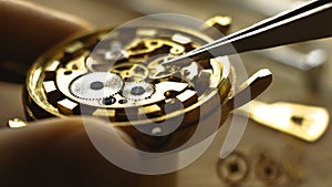 Watchmaker`s workshop, mechanical watch repair