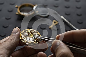 Watchmaker`s workshop, mechanical watch repair. SPecial repair kit