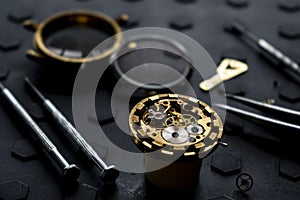 Watchmaker`s workshop, mechanical watch repair. SPecial repair kit
