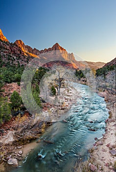 The watchman iconic scene sunset, Zion National Park, Utah