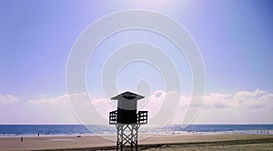 Watchtower of the beach watchers in the bay of CÃÂ¡diz capital, Andalusia. Spain.