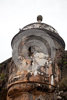 Watchtower of castle El Morro old spanish citadel in San Juan, Puerto Rico