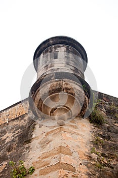 Watchtower of castle El Morro old spanish citadel in San Juan, Puerto Rico