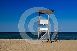 Watchtower on the empty beach, Cape Cod, Massachusetts,