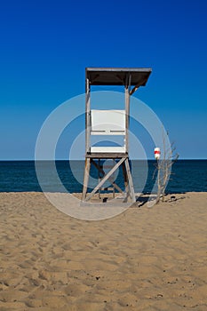 Watchtower on the empty beach, Cape Cod, Massachusetts,