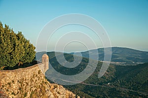 Watchtower made of bricks over cliff in Marvao