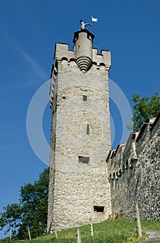 Watchtower at medieval fortress in the city of Lucerne