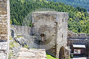 Watchtower of the old fortress with a gate