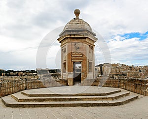 Watchtower in Senglea, Malta. Garden view